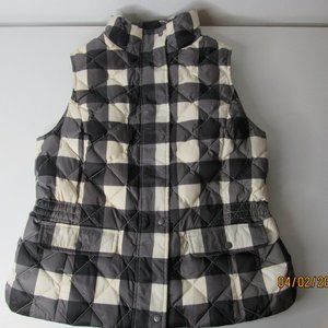 TALBOTS puffer padded plaid checkered vest women Medium button zipper closure